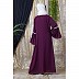Front open embroidery abaya with Bell sleeves- Purple